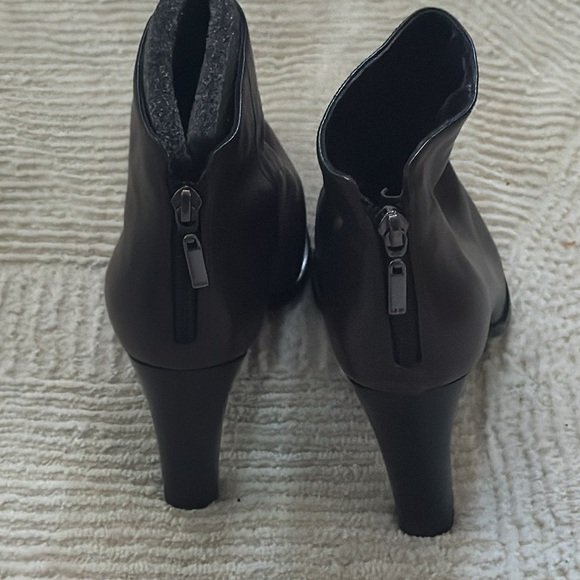 Nine West brown leather ankle boots booties back zipper Sz 8 - Picture 6 of 9